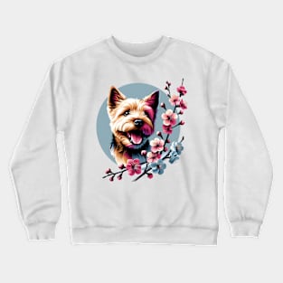 Norfolk Terrier's Springtime Cherry Blossom Delight Crewneck Sweatshirt